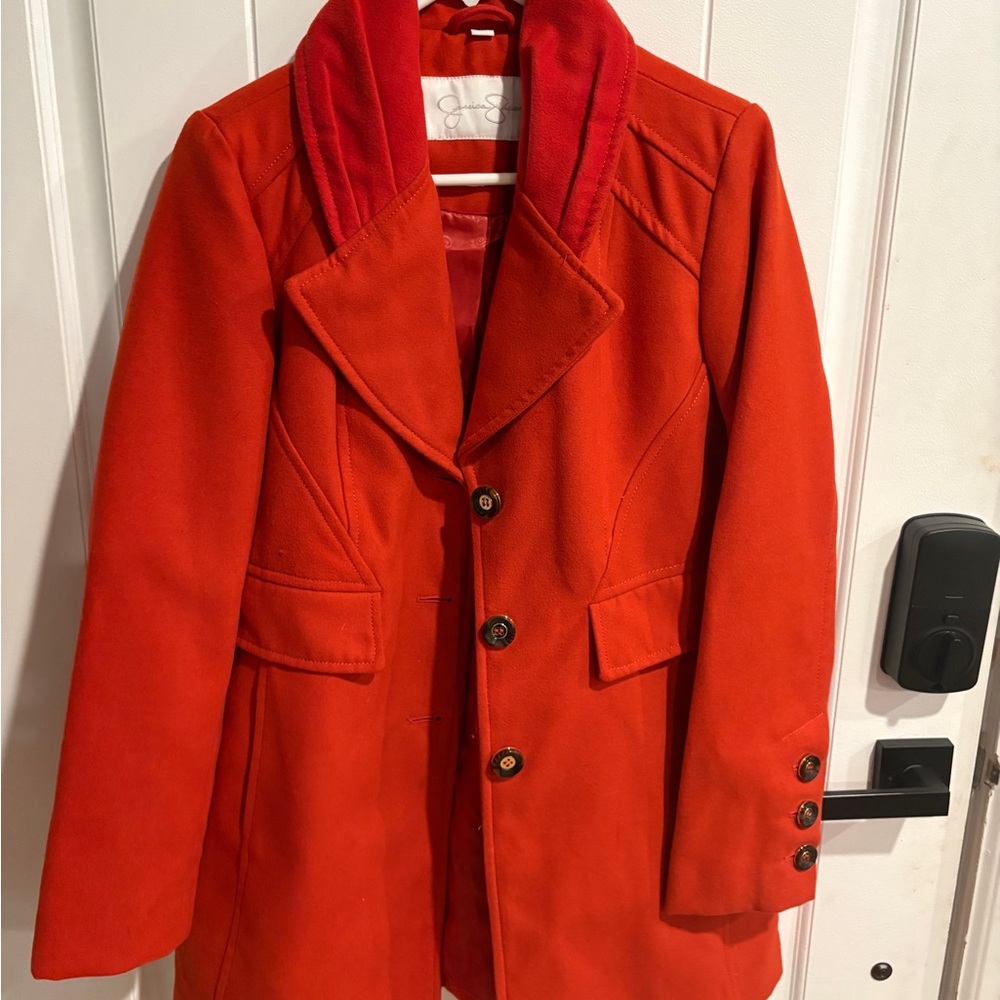 Jessica Simpson orange Pea Coat